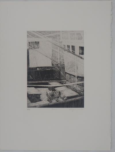 Etienne Tingaud - En bernes, 1984 - Gravure originale signée 2