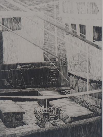 Etienne Tingaud - En bernes, 1984 - Gravure originale signée 2