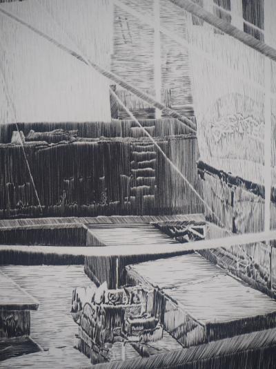 Etienne Tingaud - En bernes, 1984 - Gravure originale signée 2