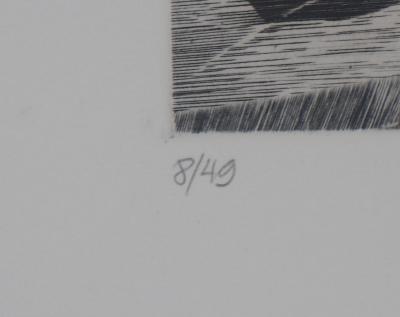 Etienne Tingaud - En bernes, 1984 - Gravure originale signée 2