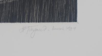 Etienne Tingaud - En bernes, 1984 - Gravure originale signée 2