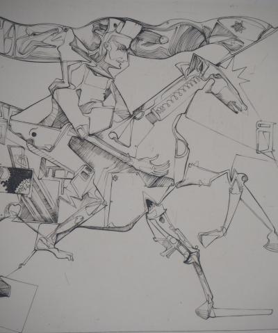 Olaf IDALIE : Cavalier - Gravure originale signée 2