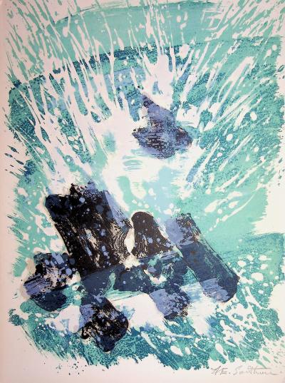 Maurice Elie SARTHOU - Mystical waves, 1965 - Original lithograph, signed 2