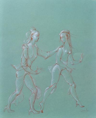 Léonor FINI : Couple en promenade, 1980, Lithographie signée 2
