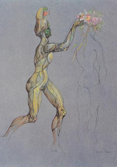 Léonor FINI - Beauté couronnée de fleurs, 1980 - Lithographie signée 2