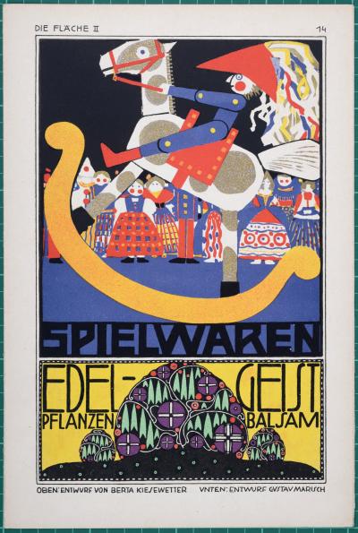 Berta KIESEWETTER & Gustav MARISCH - Spielwaren, c. 1910 - Original small lithograph poster 2