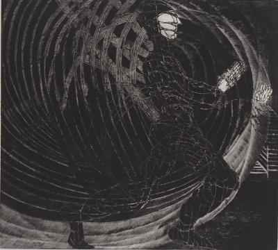 Hélène CSECH : Le meneur du jeu, 1984 - Gravure originale signée 2