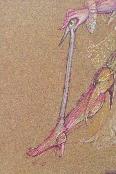 Léonor FINI : Le bourgeois et son chien surréalistes, 1980, Lithographie signée 2