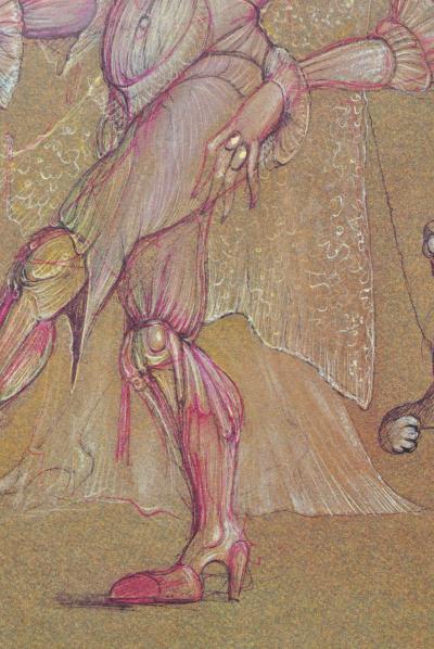 Léonor FINI : Le bourgeois et son chien surréalistes, 1980, Lithographie signée 2