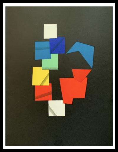 Yaacov AGAM - Composition couleur sur fond noir, 1978  - Lithographie Originale 2