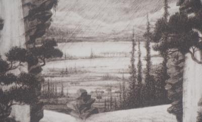 François HOUTIN : Cascades - Héliogravure originale signée 2