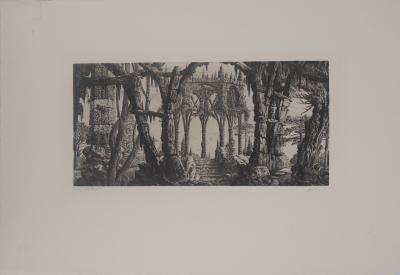 François HOUTIN - La terrasse de Marjolaine, 2002  - Gravure originale signée 2