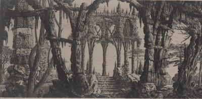 François HOUTIN - La terrasse de Marjolaine, 2002  - Gravure originale signée 2