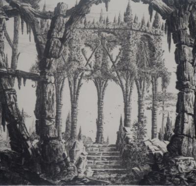 François HOUTIN - La terrasse de Marjolaine, 2002  - Gravure originale signée 2