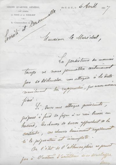 Général Robert NIVELLE – Lettre autographe signée – Première guerre mondiale 2