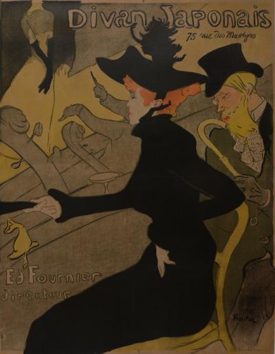 Henri DE TOULOUSE-LAUTREC - Divan Japonais, 1893 - Grande affiche lithographie originale 2