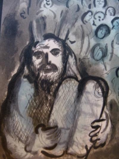Marc Chagall  Lithographie  Moïse : le message biblique non signée imprimée Mourlot 2