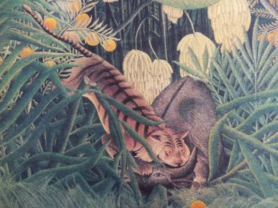 Le Douanier ROUSSEAU (d’après) : Tigre attaquant un Buffle - Lithographie signée et numérotée 2