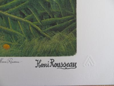 Le Douanier ROUSSEAU (d’après) : Tigre attaquant un Buffle - Lithographie signée et numérotée 2