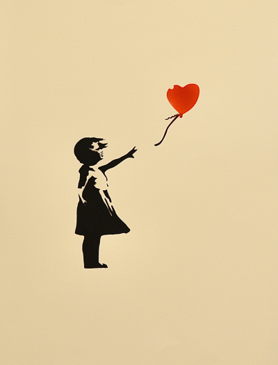 Banksy (d’après) - Girl with ballon - Pochoir, 2022.