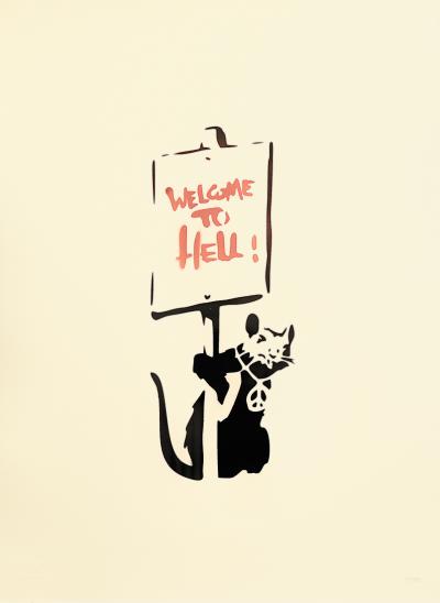 Banksy ( Dans le goût de) - Welcome to Hell - 2022. Peinture