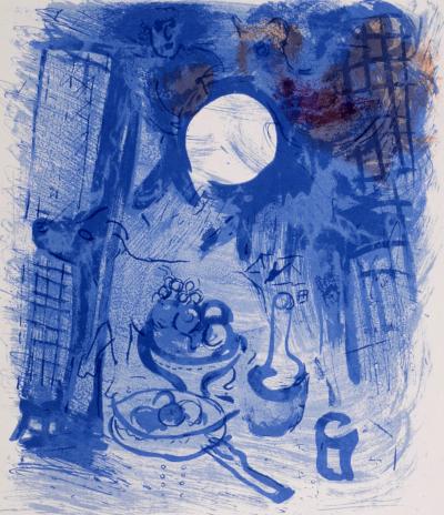 Marc CHAGALL - Nature morte bleue, 1957 - Lithographie originale en couleurs sur papier vélin. 2