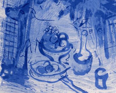 Marc CHAGALL - Nature morte bleue, 1957 - Lithographie originale en couleurs sur papier vélin. 2