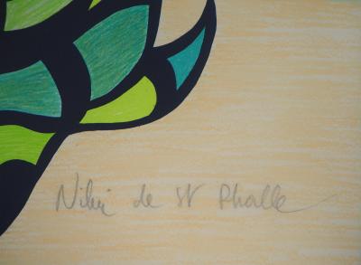 Niki DE SAINT PHALLE - Monstre vert et enfants joyeux - Lithographie originale signée 2