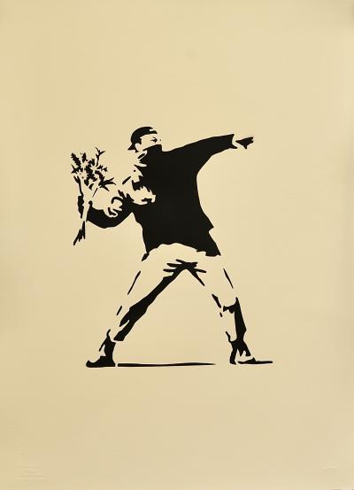 Banksy (nachher) - Rage, The Flower Thrower, 2022 - Schablone 2