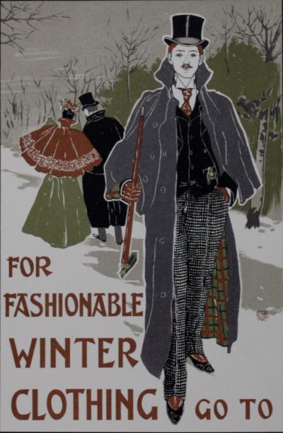 Louis RHEAD - Das Modern Plakat : Pour les vêtements d'hiver à la mode allez à, 1897 - Lithographie originale 2