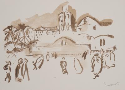 Emile Othon FRIESZ - Orientalisme : Place animée, 1949 - Lithographie originale signée 2