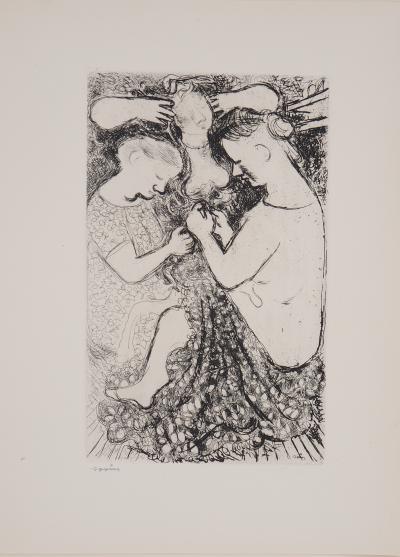 Maurice SAVIN - Les couturières, 1949 - Gravure originale signée 2