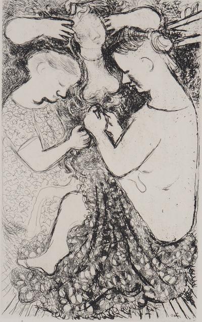 Maurice SAVIN - Les couturières, 1949 - Gravure originale signée 2