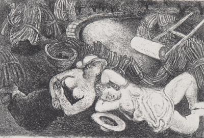 Maurice SAVIN - Repos après la moisson, 1949 - Lithographie originale signée 2
