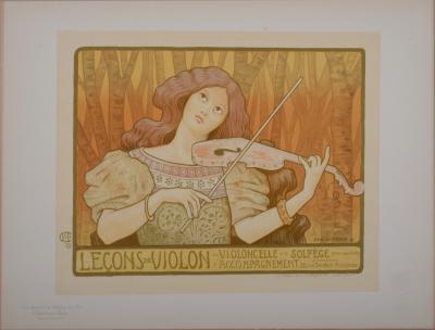Paul BERTHON - Les Maîtres de l'Affiche : Leçons de violon, 1898 - Lithographie 2