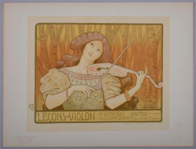 Paul BERTHON - Les Maîtres de l'Affiche : Leçons de violon, 1898 - Lithographie 2