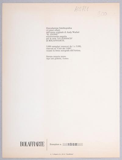 Andy WARHOL - Lion, C. 1974 - Photolithographie originale 2