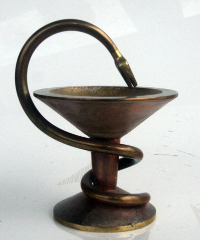 Caducée pharmaceutique en bronze 2