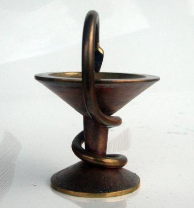 Caducée pharmaceutique en bronze 2