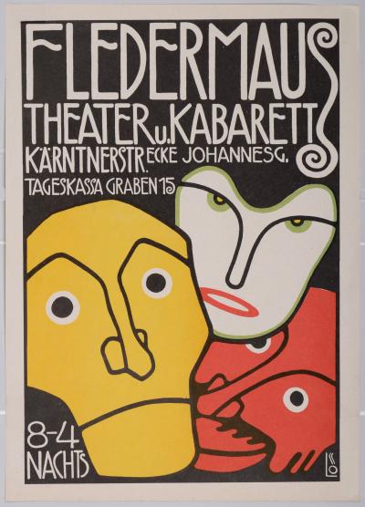 Bertold LOFFLER - Three Masks, Fledermaus Theater and Cabaret, 1907 - Original lithograph 2