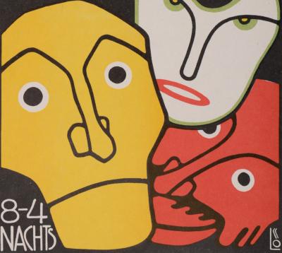 Bertold LOFFLER - Three Masks, Fledermaus Theater and Cabaret, 1907 - Original lithograph 2