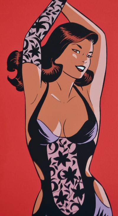 Philippe Berthet-  Pin-up en robe de soirée, 1995 - Lithographie 2