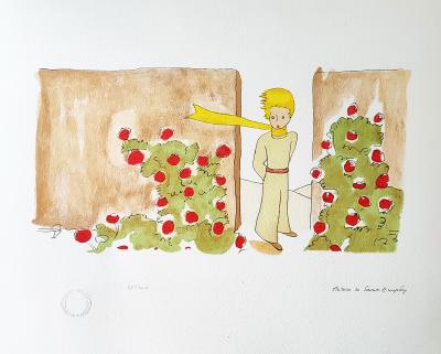 Antoine de SAINT EXUPERY (d’après) - Le Petit Prince dans le jardin des roses - Lithographie 2