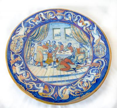 Paolo RUBBOLI - Plat en majolique représentant le repas chez Simon, 19e siècle 2