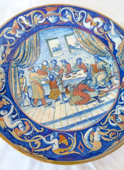 Paolo RUBBOLI - Plat en majolique représentant le repas chez Simon, 19e siècle 2