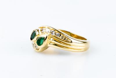 Bague émeraude diamant en or jaune 18 carats 2