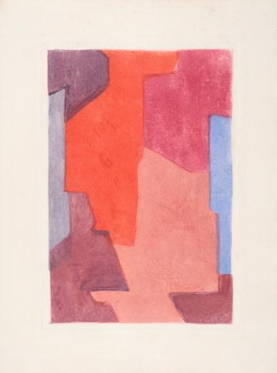 Serge POLIAKOFF - Composition mauve bleue et rouge, Parménide (#E), 1964 - Original etching 2