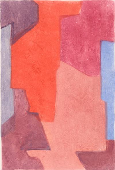 Serge POLIAKOFF - Composition mauve bleue et rouge, Parménide (#E), 1964 - Original etching 2