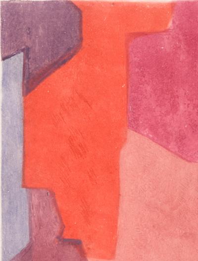 Serge POLIAKOFF - Composition mauve bleue et rouge, Parménide (#E), 1964 - Original etching 2