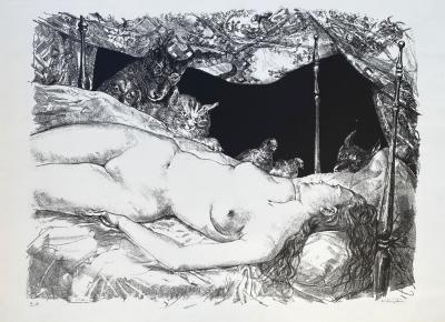 Léonard Tsuguharu FOUJITA - Le rêve, c.1947 - Lithographie originale signée au crayon 2